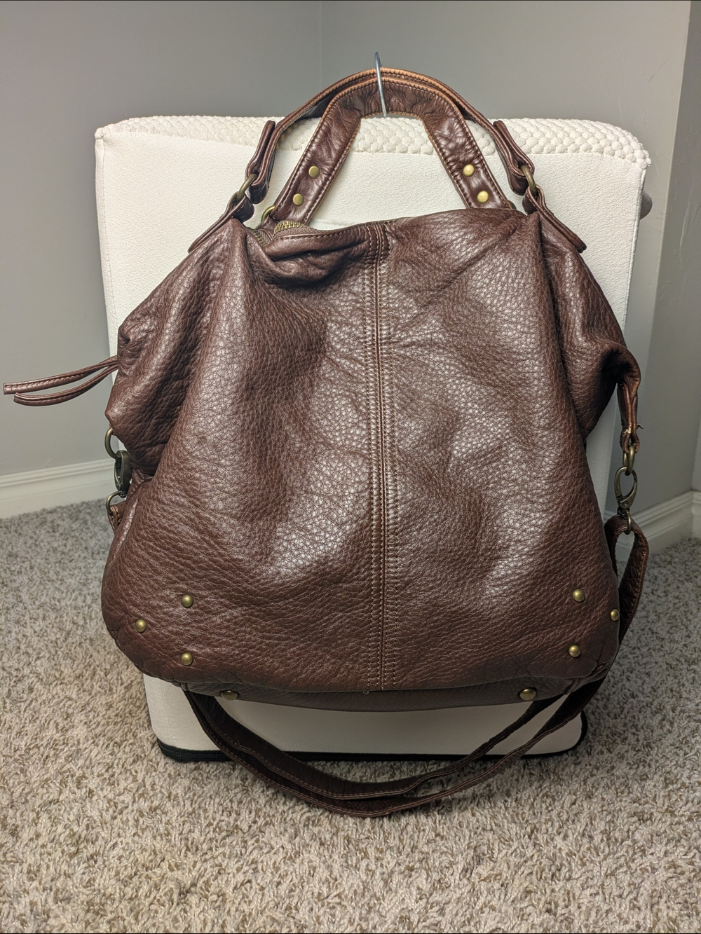 Ampere Brown Pebbled Hobo Slouchy Hobo Bag Oversized Everyday Fashionable Casual